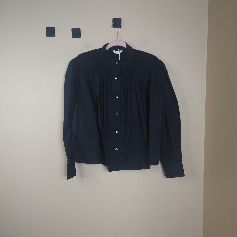 Thakoon Poplin Smocked Top in Black Size L